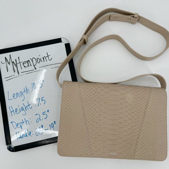 Vince Tan Python Embossed Leather Crossbody Envelope Purse Reptile Clutch Bag - Picture 10 of 11